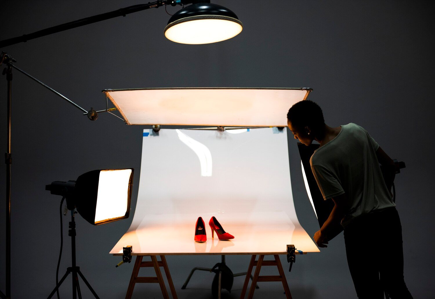 Professional product photography shoot of shoes with studio lighting representing ecommerce product photography services in Lahore, product branding, online store visuals, and commercial photography