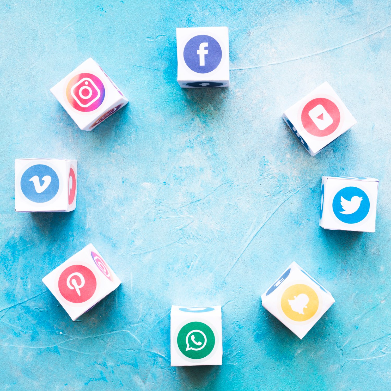Circular arrangement of social media icons representing Facebook marketing services in Lahore, social media advertising, digital marketing strategy, and online brand engagement