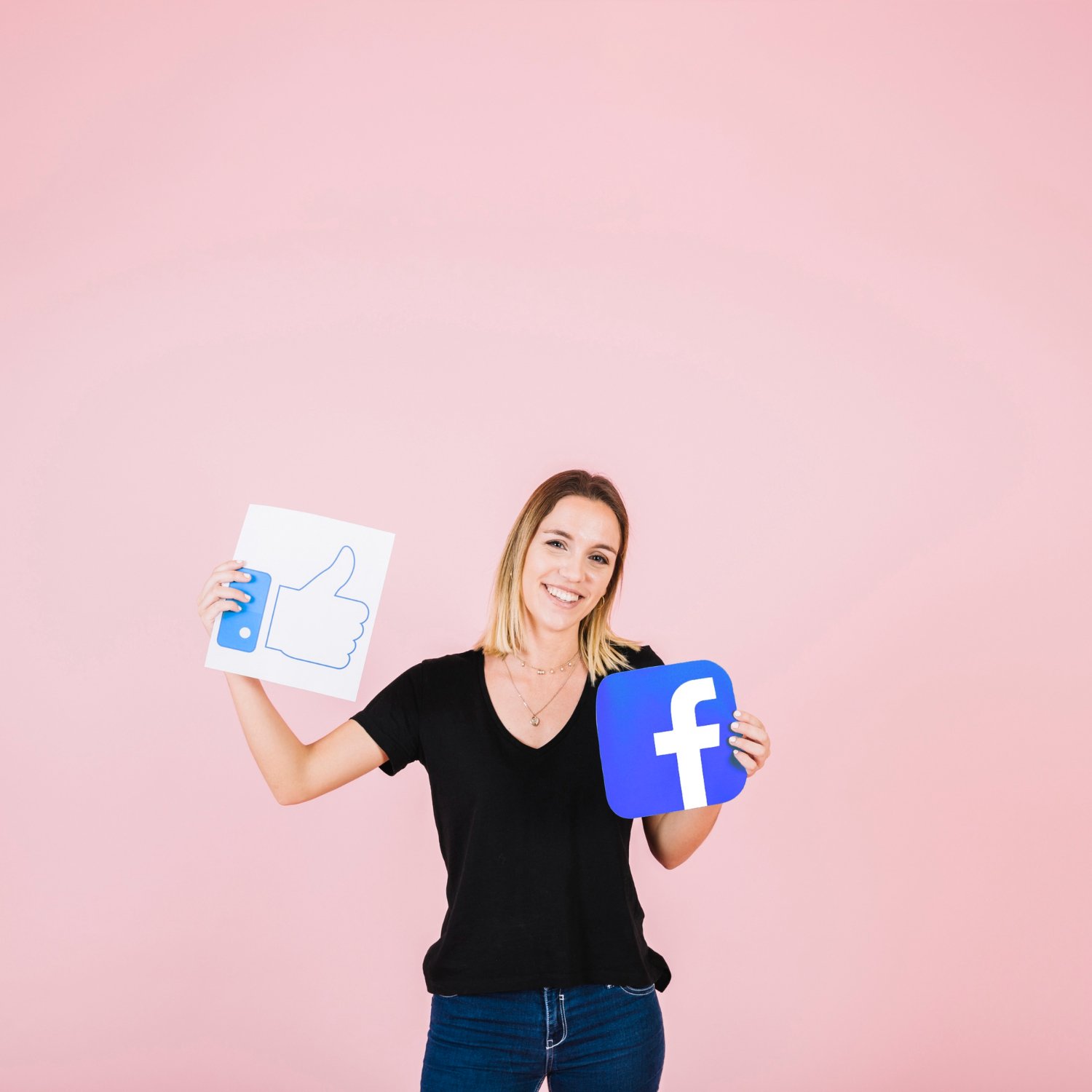 Young woman showing Facebook thumbs up icon concept for Facebook ads agency and digital marketing services in pakistan