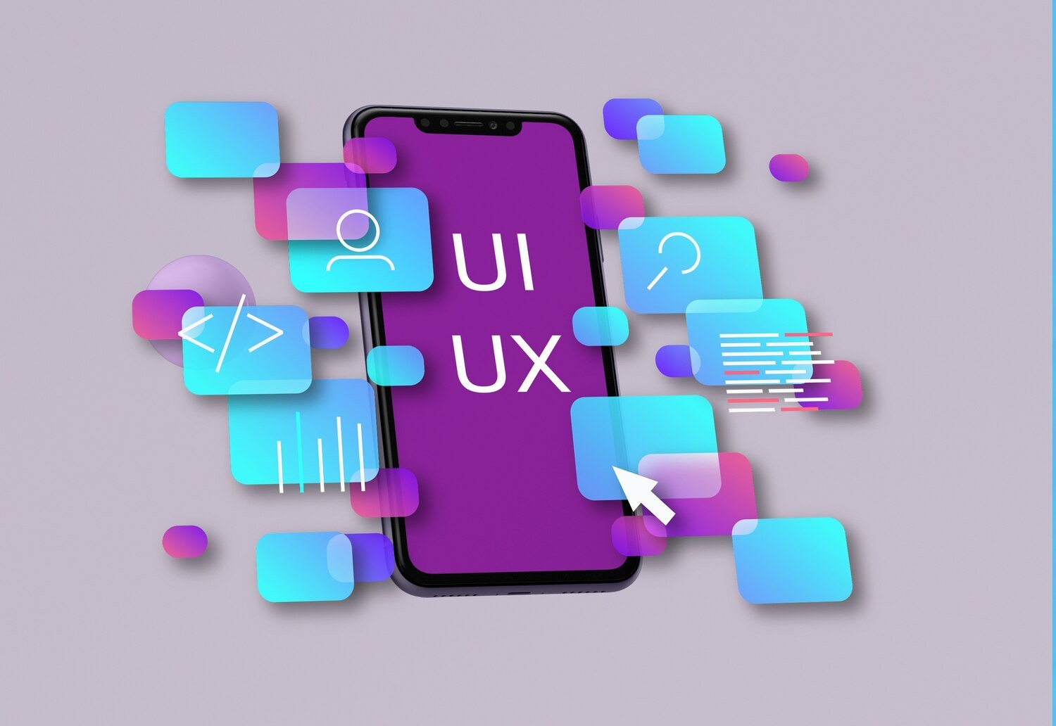 User experience interface design with digital screens and mobile UI elements representing app development services in Lahore, mobile application development, UI UX design, and digital solutions