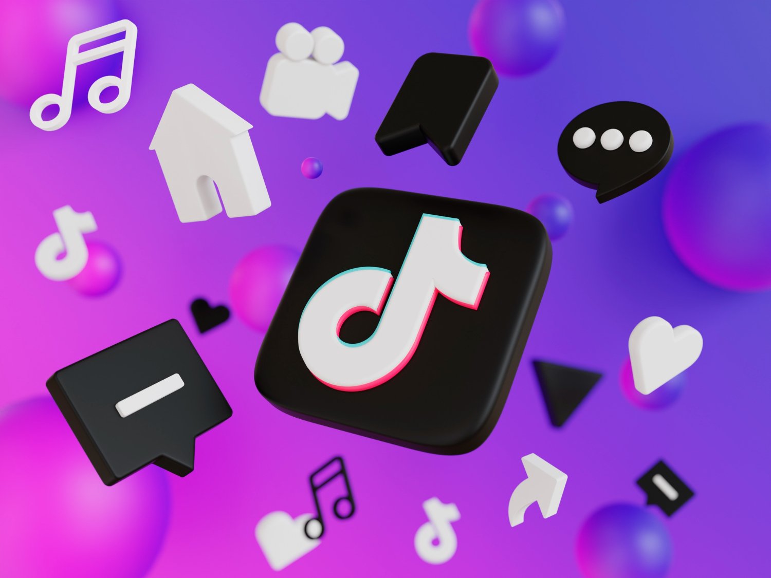 3D social media icons rendering representing TikTok marketing services in Lahore, digital marketing strategy, social media advertising, and online brand growth across platforms