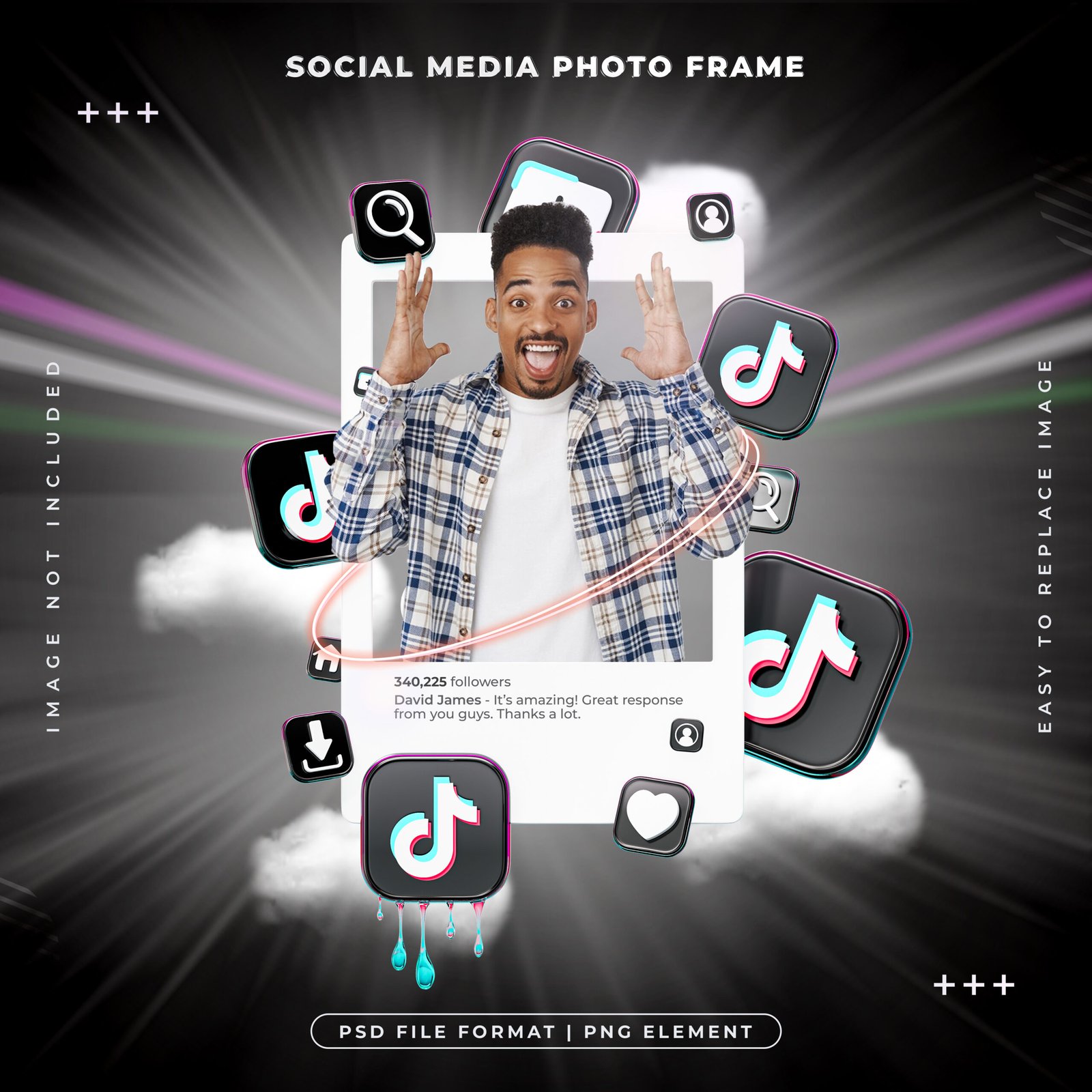 TikTok digital marketing, social media advertising and content promotion services illustration