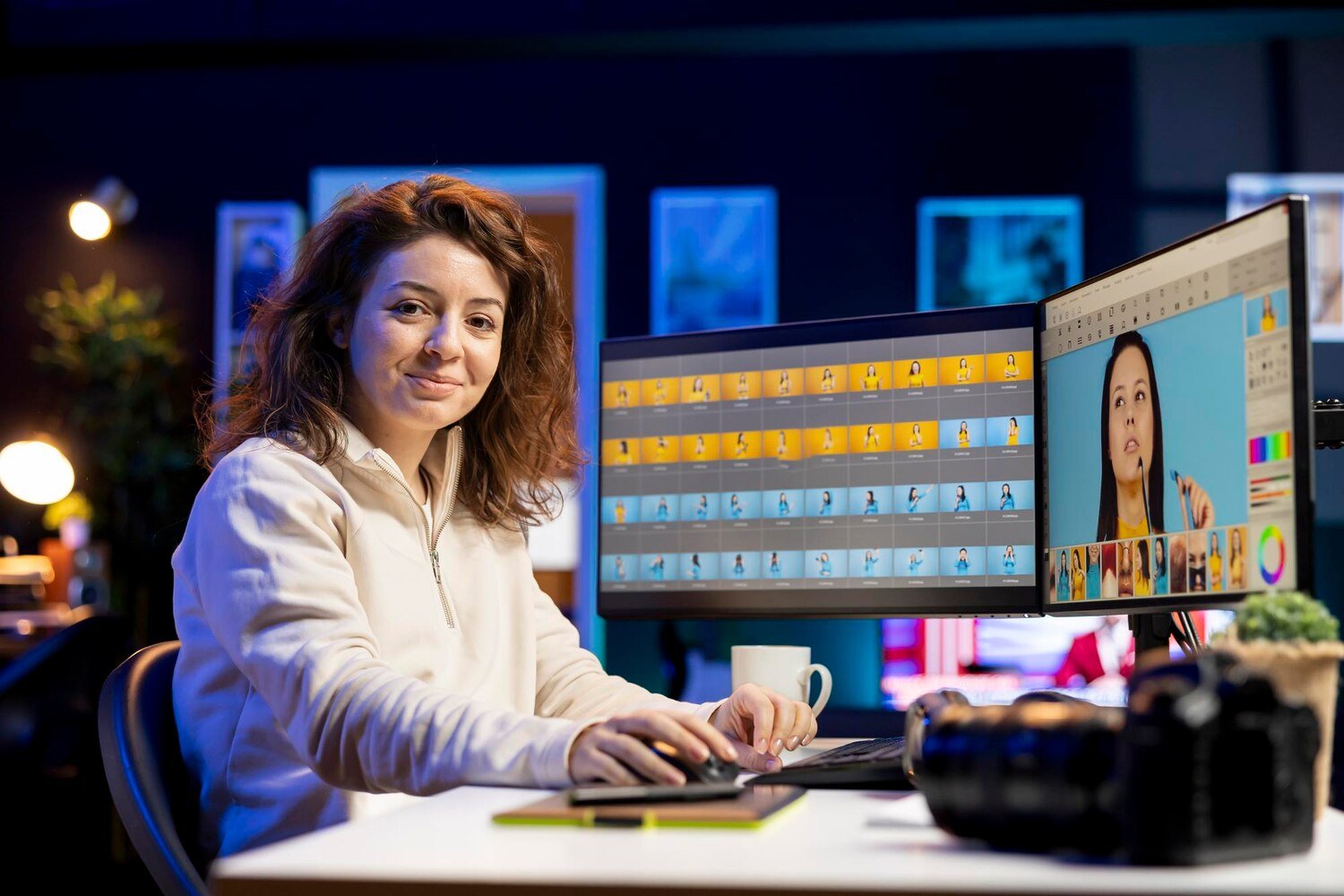 creative photo editor selecting images for video and animation production services