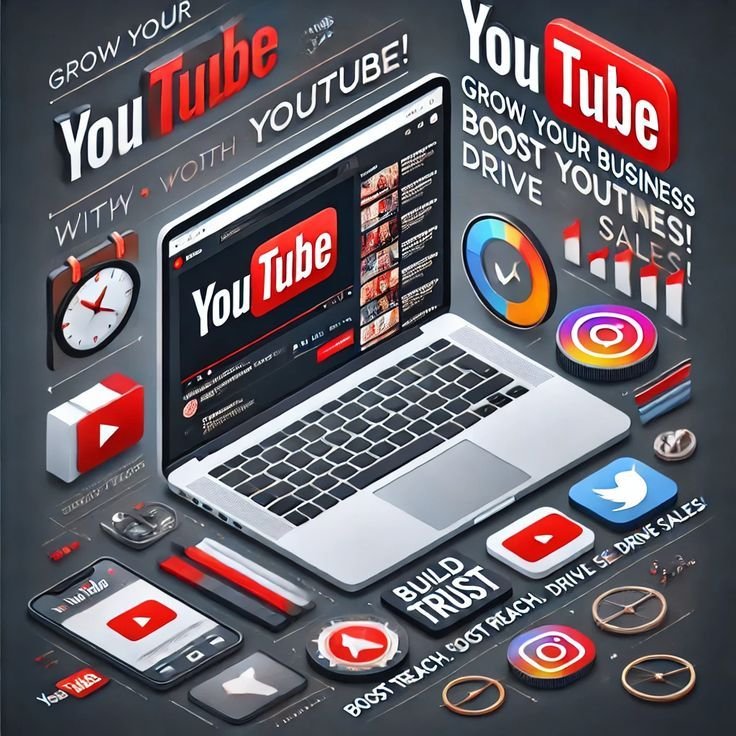 youtube marketing and social media promotion concept for business branding and digital marketing campaigns.